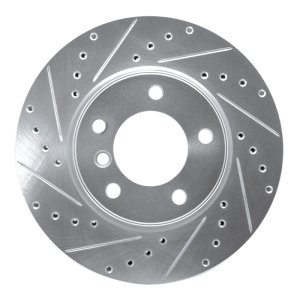 BMW 525I Brake Rotor (1) - Front Left - R1 Concepts - Drilled & Slotted - Silver - `04-`10